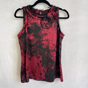 Tahari Red & Black Silk Tank - Medium